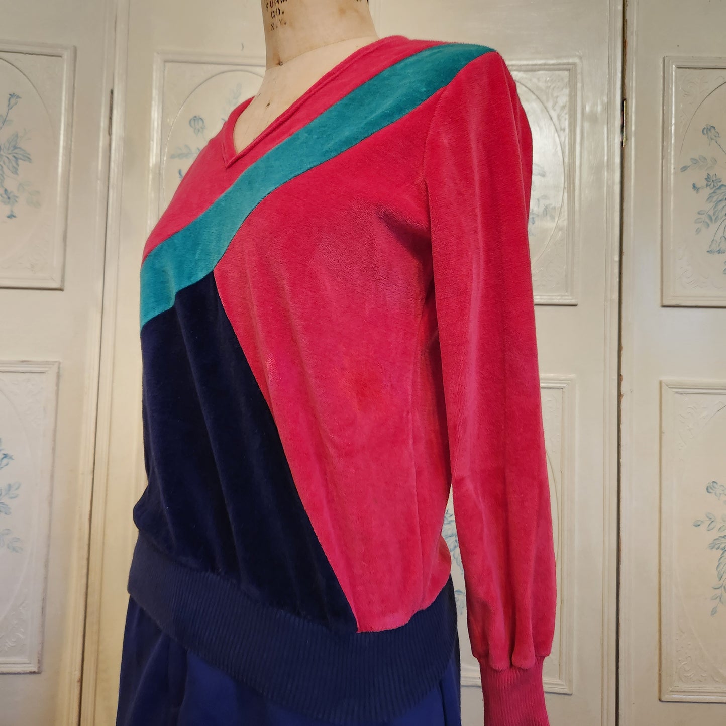 Sears color-block velour sweatshirt