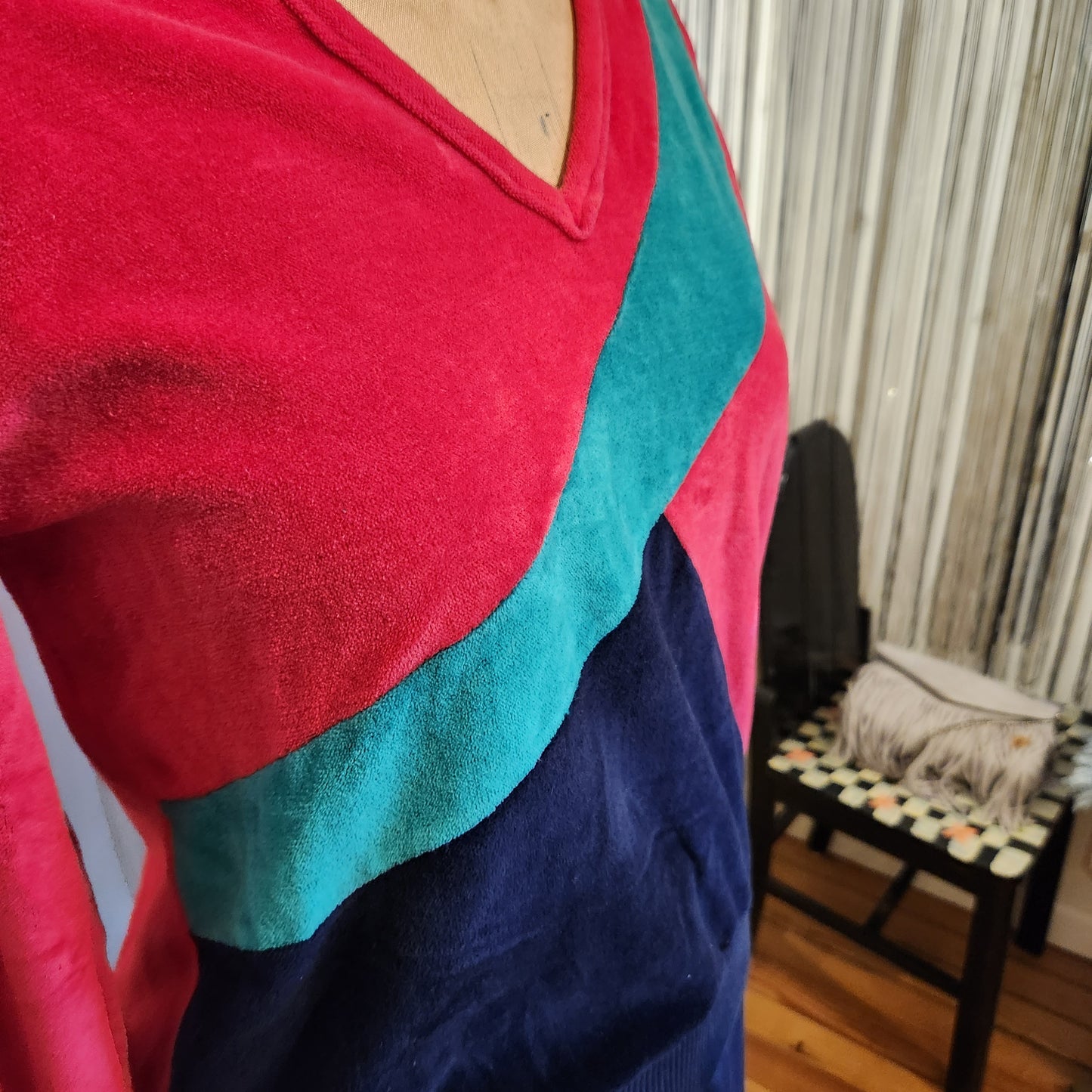 Sears color-block velour sweatshirt