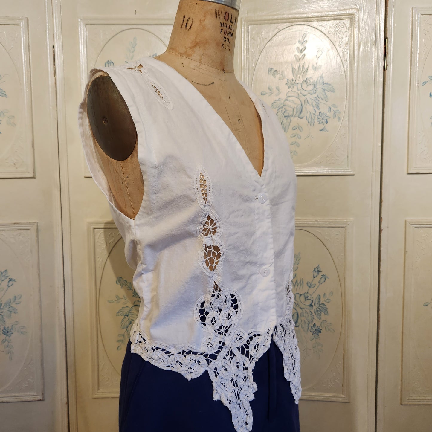 Vintage White Crochet Tie Tank