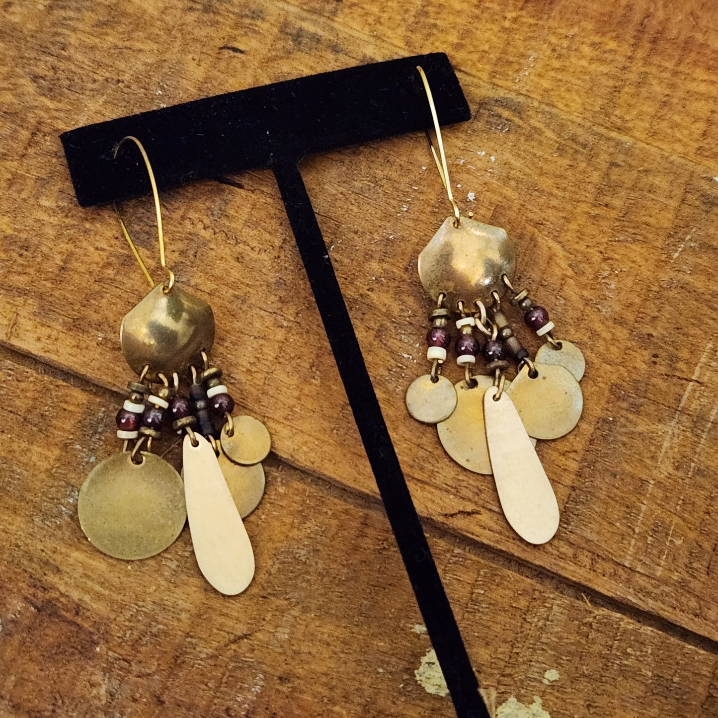 Reconstructed Vintage Beaded Concentric Drop Earrings